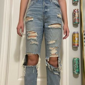 high waisted ripped jeans